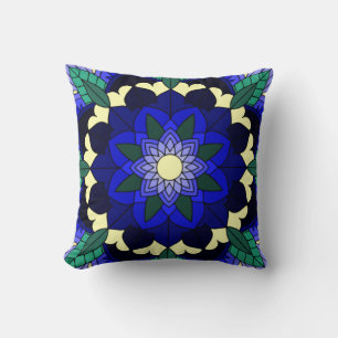 Mandala Motif 2002 en coussin bleu foncé