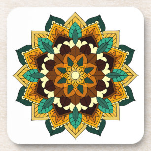 Mandala Motif 2002 en Dessous de verre jaune et br