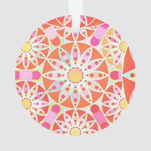 Mandala motif, corail rouge, rose, or (dos)