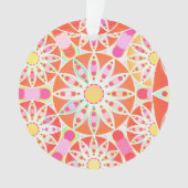 Mandala motif, corail rouge, rose, or (devant)