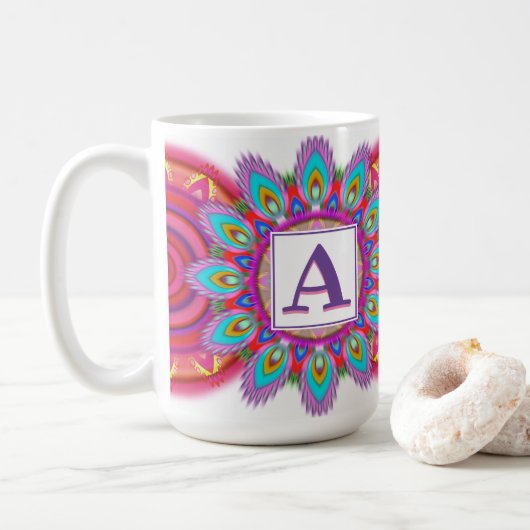 Mandala motif de la grande tasse de café initiale (Avec donut)