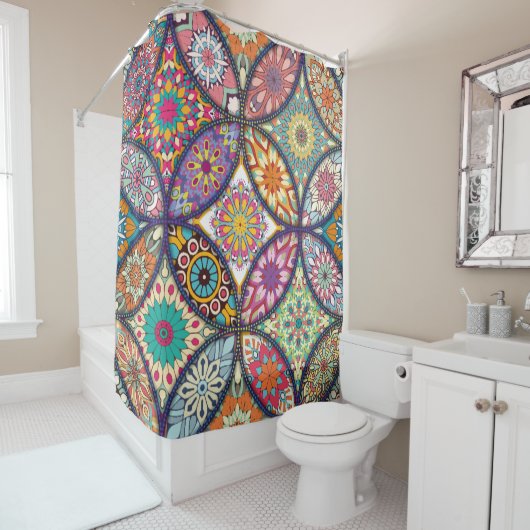 Mandala Motif - Rideau de douche (En situation)