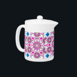 Mandala motif, rose, rose chaud, bleu cobalt<br><div class="desc">Motif mandala à douze points dans les tons rose,  rose chaud,  noir et blanc accentué de bleu cobalt</div>