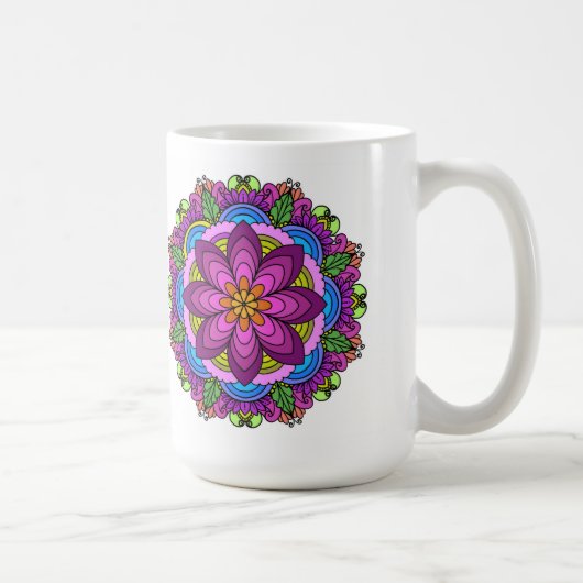 Mandala Mug: Lotus Bloom Mandala Koffiemok (Rechts)
