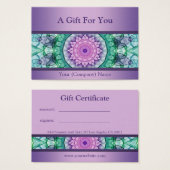 Mandala nénuphar moderne violet certificat cadeau (Devant & derrière)