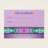 Mandala nénuphar moderne violet certificat cadeau (Dos)