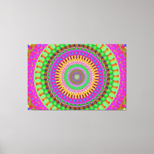 Mandala Neon Twist Stretched Canvas Afdrukken