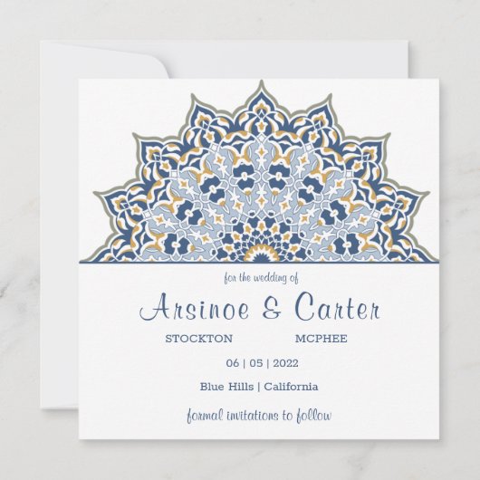 Mandala noir et or Enregistrer la date Invitation (Dos)