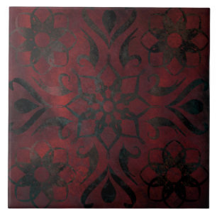 mandala noir romantique élégant carreau de céramiq