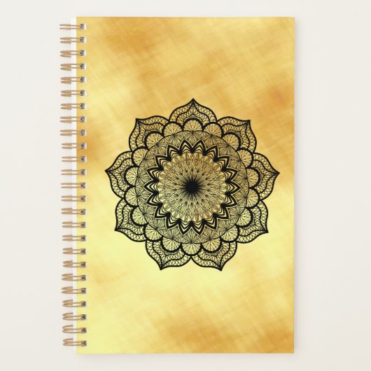 Mandala noir sur fond or doux (Devant)