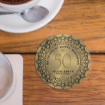 Mandala noir sur l'or 50ème anniversaire mariage<br><div class="desc">Cercle de mandala orné noir sur les tons or arrière - plan,  personnalisable mariage or Anniversaire. Célébration de 50 ans de bons souvenirs texte personnalisable.</div>