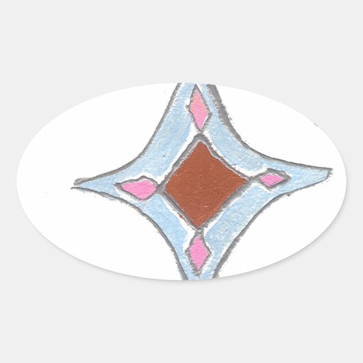 Mandala olieverfschilderij Art Print Ovale Sticker (Voorkant)