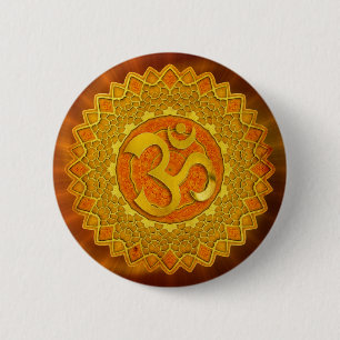MANDALA OM - sinaasappel Roodshine Ronde Button 5,7 Cm