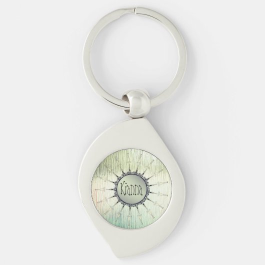 Mandala op Minty Frosted Glass Personaliseren Sleutelhanger (Voorkant)