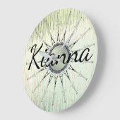 Mandala op Minty Glass gepersonaliseerd Grote Klok (Hoek)