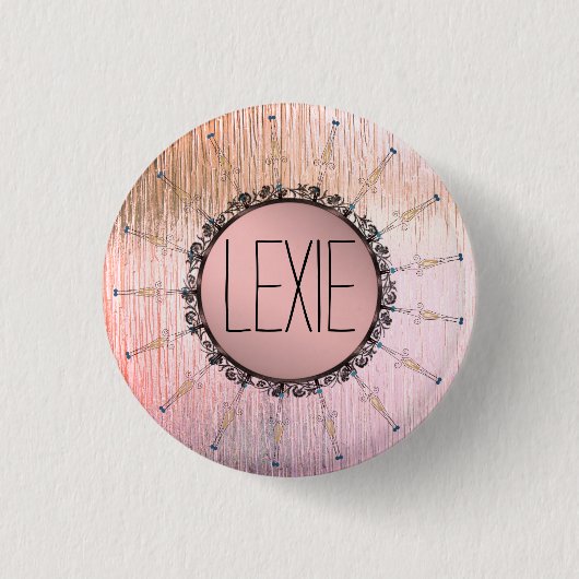  Mandala op peky roze glas Ronde Button 3,2 Cm (Voorkant)