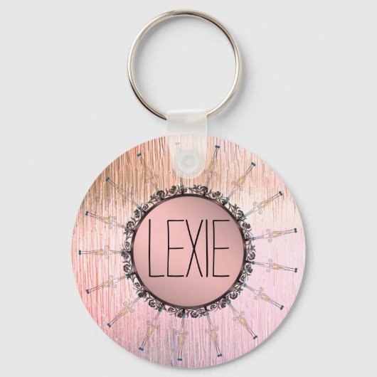 Mandala op peky roze glas Sleutelhanger (Voorkant)
