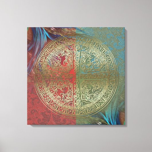 Mandala op veren - omwikkeld canvas (Voorkant)