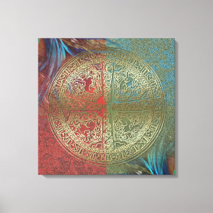 Mandala op veren - omwikkeld canvas afdruk