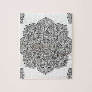 Mandala op wit hout legpuzzel