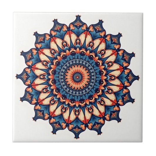 Mandala op wit tegeltje (Voorkant)