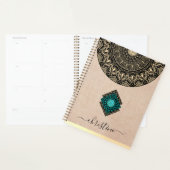 Mandala or noir rustique beige toile de jute nom (Devant avec enveloppe)