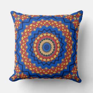 Mandala oreiller lombaire bleu orange