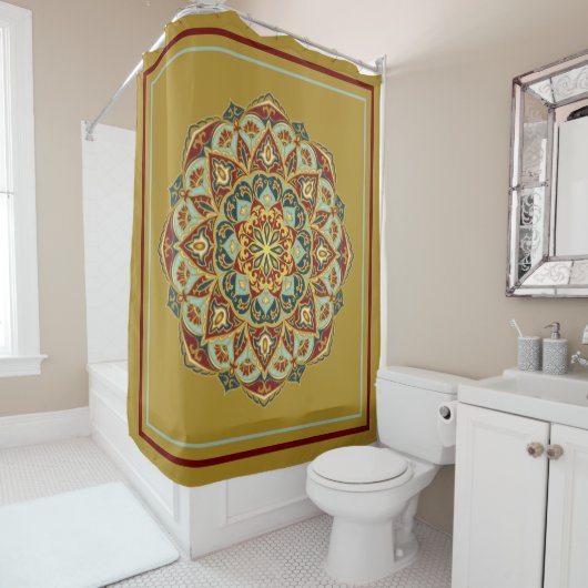 Mandala Oriental - Rideau de douche (En situation)