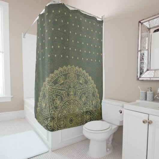 Mandala Oriental - Rideau de douche (En situation)