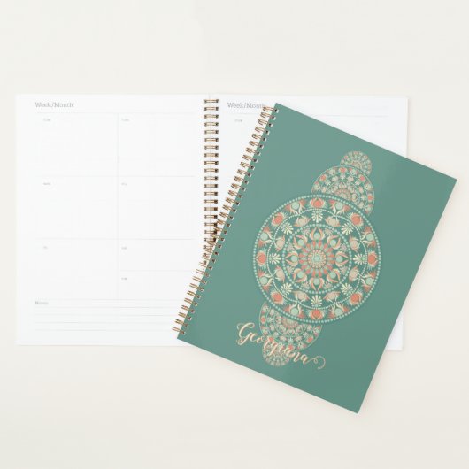 Mandala Ornementale Rétro Sage & Sable customisé (Devant avec enveloppe)