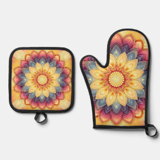 Mandala Oven Handschoenen Ovenwant & Pannenlap Set