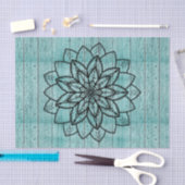 Mandala over blauw ouder hout tissuepapier (Craft)