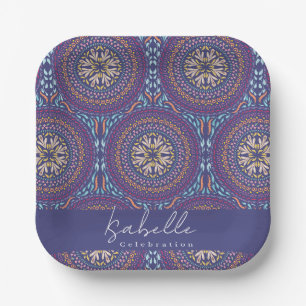 Mandala Paars Papieren Bordje