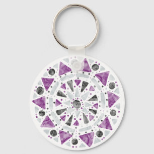 Mandala Paarse Grijs Zwart Ace Asexual Pride Flag Sleutelhanger