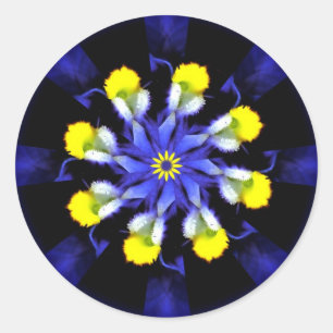 Mandala Pansy Blauwe & Gele Stickers