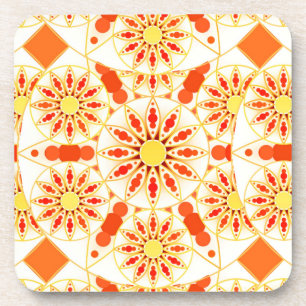 Mandala patroon, baksteenrood, roest, goud bier onderzetter