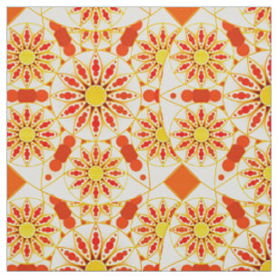 Mandala patroon, baksteenrood, roest, goud stof