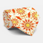 Mandala patroon, baksteenrood, roest, goud stropdas (Opgerold)