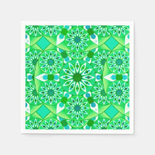 Mandala patroon, Emerald green en pauock Servetten (Voorkant)