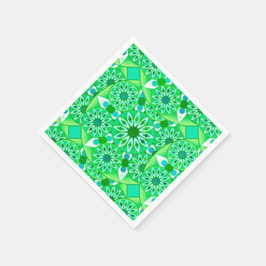 Mandala patroon, Emerald green en pauock Servetten (Hoek)