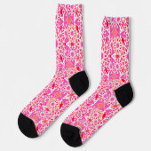 Mandala patroon, fuchsia roze en koraal sokken (Links)