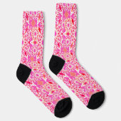 Mandala patroon, fuchsia roze en koraal sokken (Rechts)