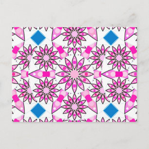 Mandala patroon, hete roze, zwart-wit briefkaart