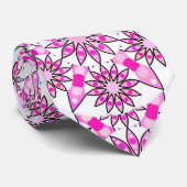 Mandala patroon, hete roze, zwart-wit stropdas (Opgerold)