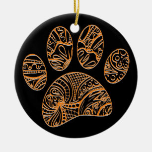 Mandala patroon hond pootafdruk keramisch ornament