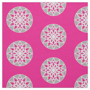 Mandala patroon in fuchsia roze, wit en grijs stof