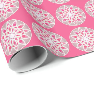 Mandala patroon in hete roze, wit en grijs cadeaupapier