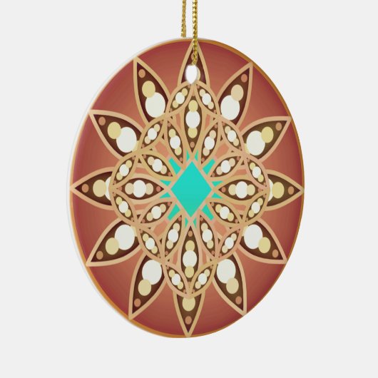 Mandala patroon in karamel en chocolade keramisch ornament (Rechts)