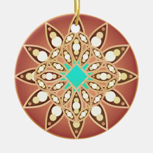 Mandala patroon in karamel en chocolade keramisch ornament (Voorkant)
