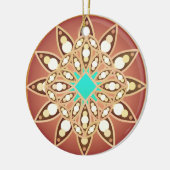 Mandala patroon in karamel en chocolade keramisch ornament (Links)